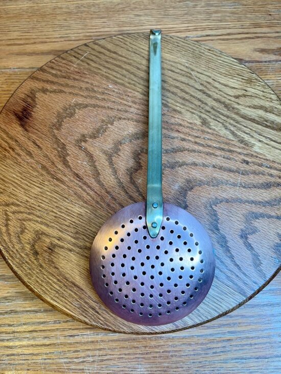 Other - Vintage Copper Skimmer/ Strainer with Long Brass Handle